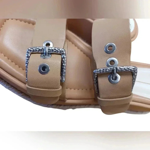 Dolce Vita NWT Square Toe Espadrilles Tan Leather Sandals - Picture 4 of 9